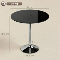 Round Bar Table, Dining Table With Tempered Glass Top And Steel Frame - thumbnail 2