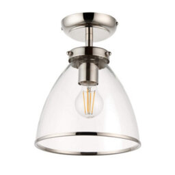 Pagazzi Lighting Pagazzi Brunswick Satin Nickel And Clear Glass Semi-Flush Ceiling Light - thumbnail 4
