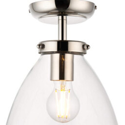 Pagazzi Lighting Pagazzi Brunswick Satin Nickel And Clear Glass Semi-Flush Ceiling Light - thumbnail 5