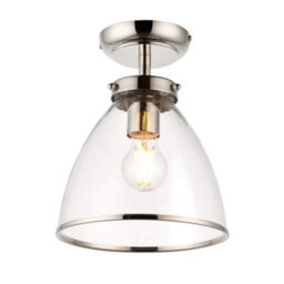 Pagazzi Lighting Pagazzi Brunswick Satin Nickel And Clear Glass Semi-Flush Ceiling Light - thumbnail 3