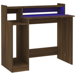 Berkfield Desk With Led Lights Brown Oak 97X45X90 Cm Engineered Wood - thumbnail 2