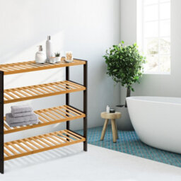 Keplin 4 Tier Natural Bamboo Shoe Rack Easy Assembly & Strong Design Shelf Organiser, Natural And Black - thumbnail 6