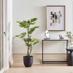Wyld And Coco 135 Cm Artificial Monstera Potted Plant, Green, Matt Cement Pot - Indoor Decorative Plant - thumbnail 2