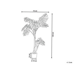 Wyld And Coco 135 Cm Artificial Monstera Potted Plant, Green, Matt Cement Pot - Indoor Decorative Plant - thumbnail 4