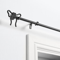 Ohs Bow Finial Curtain Pole Extendable 16mm Metal End Rod 70-120Cm - Black - thumbnail 2