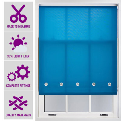 Made To Measure Daylight Roller Blind With Chrome Round Eyelets By Furnished - Teal (W)150Cm X (L)210Cm - image 1