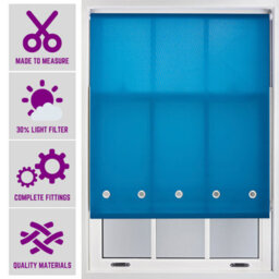 Made To Measure Daylight Roller Blind With Chrome Round Eyelets By Furnished - Teal (W)150Cm X (L)210Cm