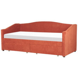 Beliani Daybed With Storage Fabric Vittel 90 X 200 Cm (Eu Single) Red - thumbnail 4