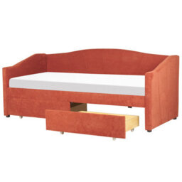 Beliani Daybed With Storage Fabric Vittel 90 X 200 Cm (Eu Single) Red - thumbnail 6