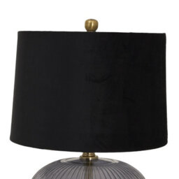Wyld Haus Fernforge Grey Ribbed Glass Table Lamp With Black Velvet Shade - thumbnail 3