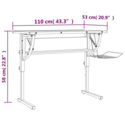 Berkfield Craft Desk Sonoma Oak&grey 110X53X(58-87)Cm Engineered Wood&steel - thumbnail 7