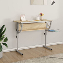 Berkfield Craft Desk Sonoma Oak&grey 110X53X(58-87)Cm Engineered Wood&steel