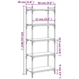 Berkfield Bookcase 5-Tier Grey Sonoma 60X30X154 Cm Engineered Wood - thumbnail 9
