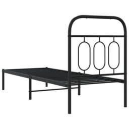 Berkfield Metal Bed Frame Without Mattress With Headboard Black 75X190Cm - thumbnail 6