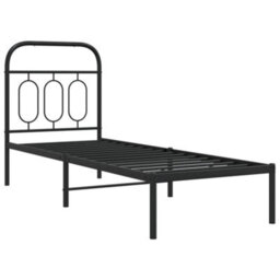 Berkfield Metal Bed Frame Without Mattress With Headboard Black 75X190Cm - thumbnail 3