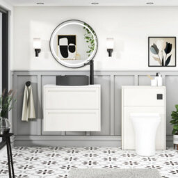 Royal Bathrooms Royal Bathroom Elmore 700mm Classic White Wall Mounted Countertop Bathroom Vanity Unit 2 Drawer With Art Round Basin - thumbnail 5
