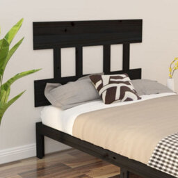 Berkfield Bed Headboard Black 93.5X3X81 Cm Solid Wood Pine - thumbnail 4