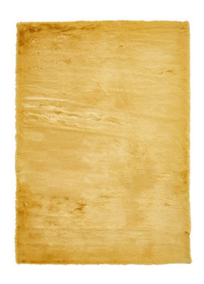 Teddy Yellow Plain Shaggy Rug By Think Rugs-120Cm X 170Cm - image 1