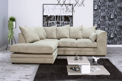Casper Plush Velvet Left Hand Facing Corner Sofa Beige - image 1