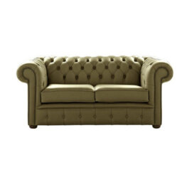 Chesterfield 2 Seater Shelly Sage Leather Sofa Settee Bespoke In Classic Style - thumbnail 1