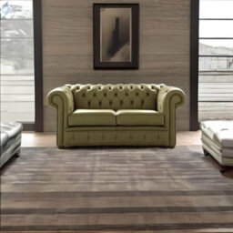 Chesterfield 2 Seater Shelly Sage Leather Sofa Settee Bespoke In Classic Style - thumbnail 3