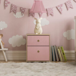 Lassic Vida Designs Vida Designs Neptune Pink & Oak 2 Drawer Bedside Table (H)457mm (W)395mm (D)395mm - thumbnail 3