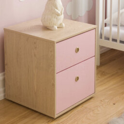 Lassic Vida Designs Vida Designs Neptune Pink & Oak 2 Drawer Bedside Table (H)457mm (W)395mm (D)395mm - thumbnail 4