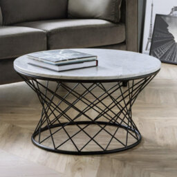 Julian Bowen Trevi Round White Marble Coffee Table With Metal Base, Real Solid Marble Top, Height: 42.5 X Width: 80 X Depth: 80Cm - thumbnail 1