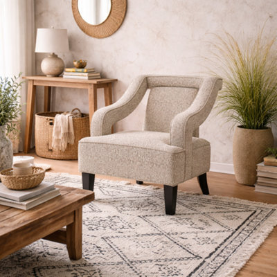 Wyld Haus Letterkenny Upholstered Cream Chenille Armchair - image 1