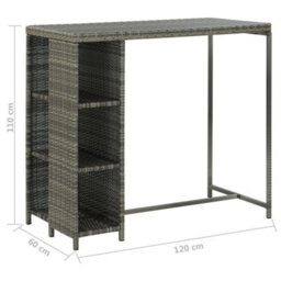 Berkfield 5 Piece Garden Bar Set With Cushions Poly Rattan Grey - thumbnail 9