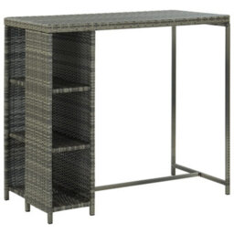 Berkfield 5 Piece Garden Bar Set With Cushions Poly Rattan Grey - thumbnail 2