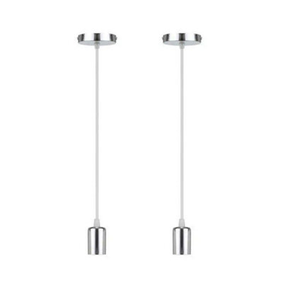Ledsone Ceiling Pendant Light Fitting 2 Pack Of Industrial Height Adjustable Metal E27 Hanging Pendant Lighting , Chrome - image 1