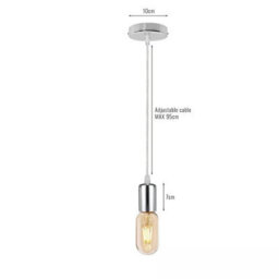 Ledsone Ceiling Pendant Light Fitting 2 Pack Of Industrial Height Adjustable Metal E27 Hanging Pendant Lighting , Chrome - thumbnail 2