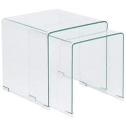 Beliani Set Of 2 Side Tables Kendall Tempered Glass Transparent - thumbnail 5