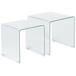 Beliani Set Of 2 Side Tables Kendall Tempered Glass Transparent - thumbnail 4