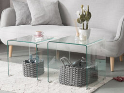 Beliani Set Of 2 Side Tables Kendall Tempered Glass Transparent - thumbnail 2