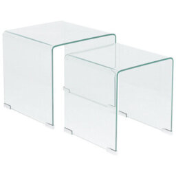 Beliani Set Of 2 Side Tables Kendall Tempered Glass Transparent - thumbnail 1