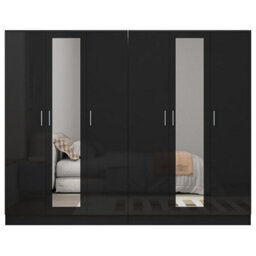 Reflect 2Pc Wardrobe Bundle - 3 Door Mirror + 3 Door Mirror - Black Gloss & Black Oak - H: 180Cm X W: 224Cm X D: 47Cm - thumbnail 6
