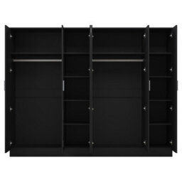Reflect 2Pc Wardrobe Bundle - 3 Door Mirror + 3 Door Mirror - Black Gloss & Black Oak - H: 180Cm X W: 224Cm X D: 47Cm - thumbnail 7