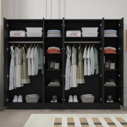 Reflect 2Pc Wardrobe Bundle - 3 Door Mirror + 3 Door Mirror - Black Gloss & Black Oak - H: 180Cm X W: 224Cm X D: 47Cm - thumbnail 4