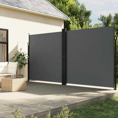 Walplus Retractable Side Awning Garden Sun Shade Canopy Gazebo For Back Door, Porch, Patio Anthracite 220X1000 Cm - image 1