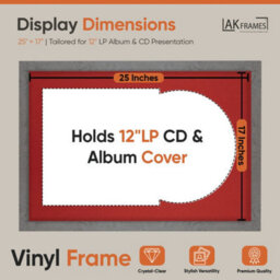 "AK Frames 25X17"" Grey Marble Modern Vinyl Record Frame With Crimson Mount For 12 Inch Lp Cover & Disc - Overlapped Design" - thumbnail 2