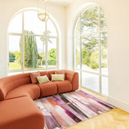 Loomed Pink & Cream Multi Colour Abstract Machine Washable Soft Area Rug 80Cm X 150Cm - thumbnail 4