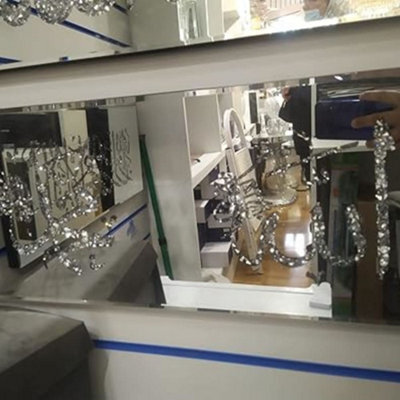 Biznest Mirrored Diamond Crushed Crystal Mirror Diamante Islamic Letter God Muhammad Name Wall Art
