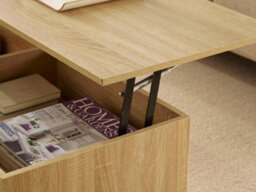 Home Source Bruges 2 Drawer Lift Up Coffee Table Natural Oak - thumbnail 4