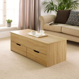Home Source Bruges 2 Drawer Lift Up Coffee Table Natural Oak - thumbnail 2