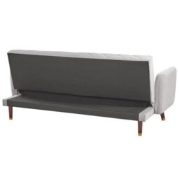 Beliani Sofa Bed 3 Seater Senja Velvet Light Grey - thumbnail 6
