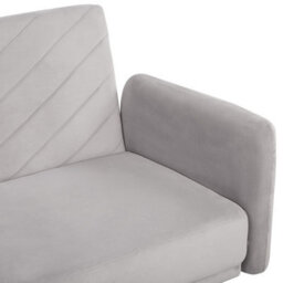 Beliani Sofa Bed 3 Seater Senja Velvet Light Grey - thumbnail 9