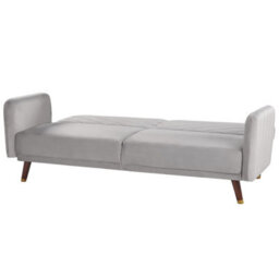 Beliani Sofa Bed 3 Seater Senja Velvet Light Grey - thumbnail 7
