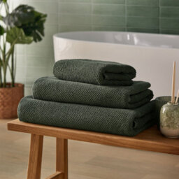 Silentnight Popcorn Waffle - Hand Towel - Green - thumbnail 1